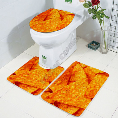 Laastud Kolmeosaline komplekt 3D prinditud Vannitoa pjedestaal vaip kaas WC kate vannimati komplekt 04