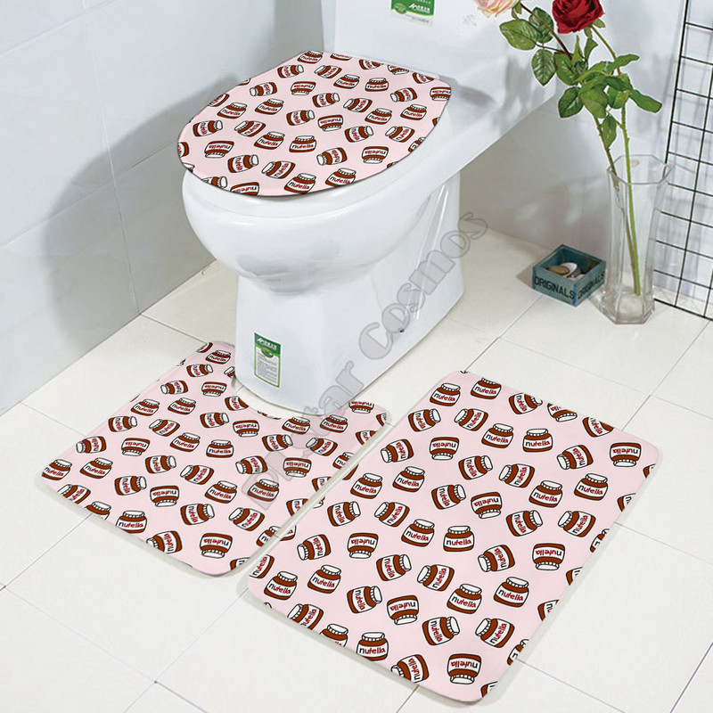 Čips Trodijelni set 3D printano postolje za kupaonicu Tepih Poklopac Navlaka za WC školjku Set prostirki za kupaonicu 04