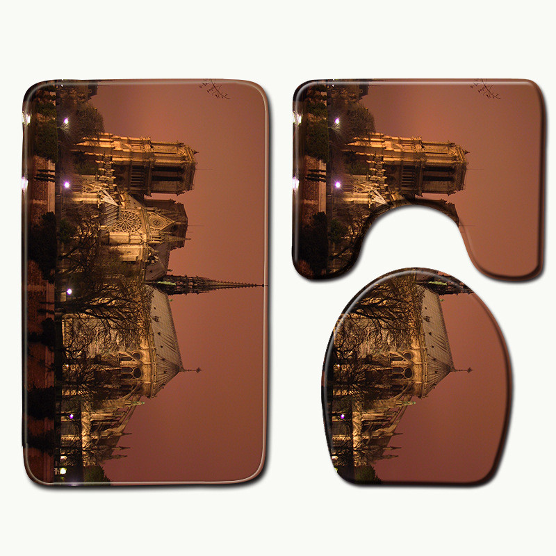 Zeegle Kupaonski tepih Prostirke za kupaonicu Notre Dame de Paris s uzorkom WC prostirka Prostirke za tuš Podne prostirke Jastučići Podloga za WC sjedalo