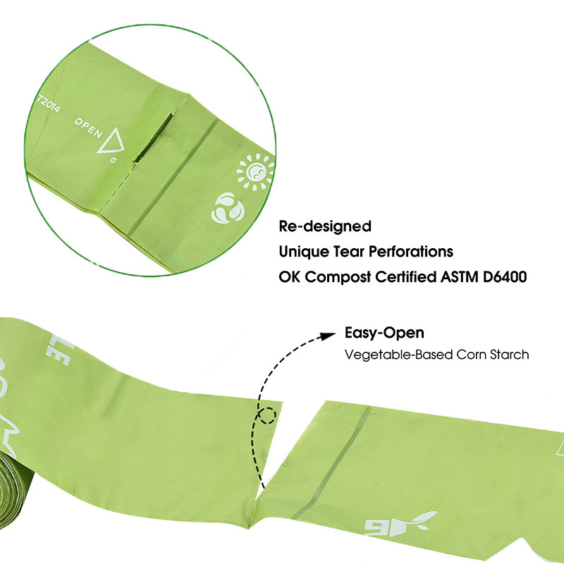 PET N PET Zaļais kakas maiss bez smaržas, suņu atkritumu savākšanas tīrie maisiņi bioloģiski noārdāmiem 240/120