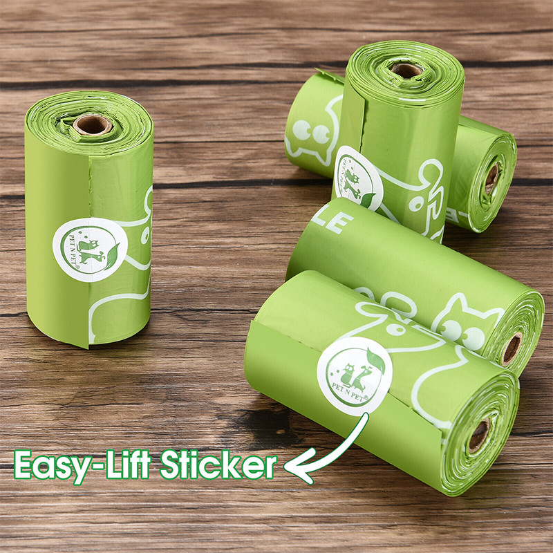 PET N PET Zaļais kakas maiss bez smaržas, suņu atkritumu savākšanas tīrie maisiņi bioloģiski noārdāmiem 240/120