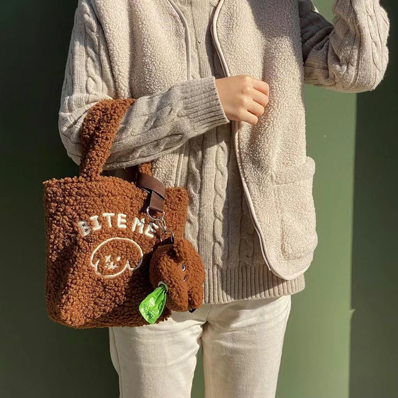 1 kom Vreća za izmet kućnih ljubimaca, slatki plišani medo, prijenosna vrećica za otpatke na otvorenom, dozator, nosač, pas, držač za čistu vrećicu, kutija za pohranu, vrećica, dodaci