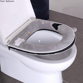 Ziemas siltais tualetes sēdekļa pārvalks Closestool Mat 1 gab Mazgājami vannas istabas piederumi Adīšana Pure Color Mīksts O-formas spilventiņš bidē pārvalks