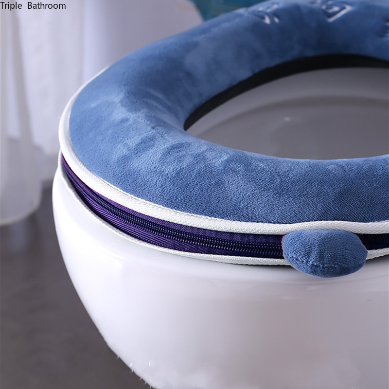 Ziemas siltais tualetes sēdekļa pārvalks Closestool Mat 1 gab Mazgājami vannas istabas piederumi Adīšana Pure Color Mīksts O-formas spilventiņš bidē pārvalks