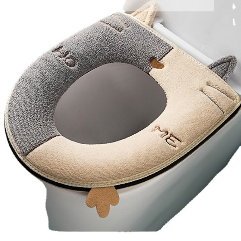 Zimska topla navlaka za WC dasku s ručkom Univerzalni jastuk za WC školjku Podebljana plišana podloga za WC školjku Podmetač za prstenove Kupaonski pribor