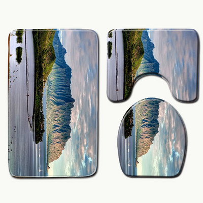 Zeegle 3PCS vannas istabas paklājiņu komplekts flaneļa grīdas paklāji spilvens vannas istabas paklājs tualetes sēdekļa pārklājs vannas paklāji pretslīdes vannas istabas paklājs