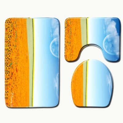 Zeegle 3PCS vannas istabas paklājiņu komplekts flaneļa grīdas paklāji spilvens vannas istabas paklājs tualetes sēdekļa pārklājs vannas paklāji pretslīdes vannas istabas paklājs