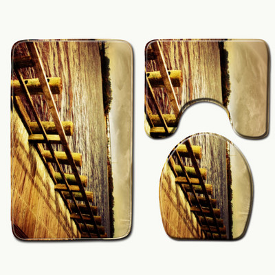 Zeegle 3PCS vannas istabas paklājiņu komplekts flaneļa grīdas paklāji spilvens vannas istabas paklājs tualetes sēdekļa pārklājs vannas paklāji pretslīdes vannas istabas paklājs