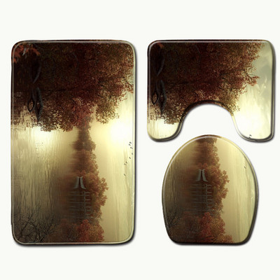 Zeegle 3PCS vannas istabas paklājiņu komplekts flaneļa grīdas paklāji spilvens vannas istabas paklājs tualetes sēdekļa pārklājs vannas paklāji pretslīdes vannas istabas paklājs