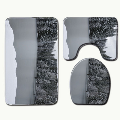 Zeegle 3PCS vannas istabas paklājiņu komplekts flaneļa grīdas paklāji spilvens vannas istabas paklājs tualetes sēdekļa pārklājs vannas paklāji pretslīdes vannas istabas paklājs