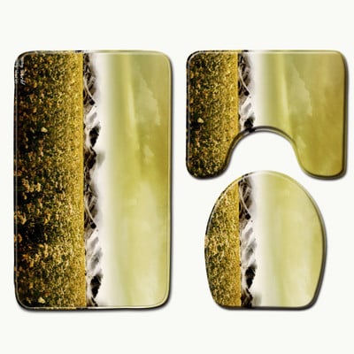 Zeegle 3PCS vannas istabas paklājiņu komplekts flaneļa grīdas paklāji spilvens vannas istabas paklājs tualetes sēdekļa pārklājs vannas paklāji pretslīdes vannas istabas paklājs