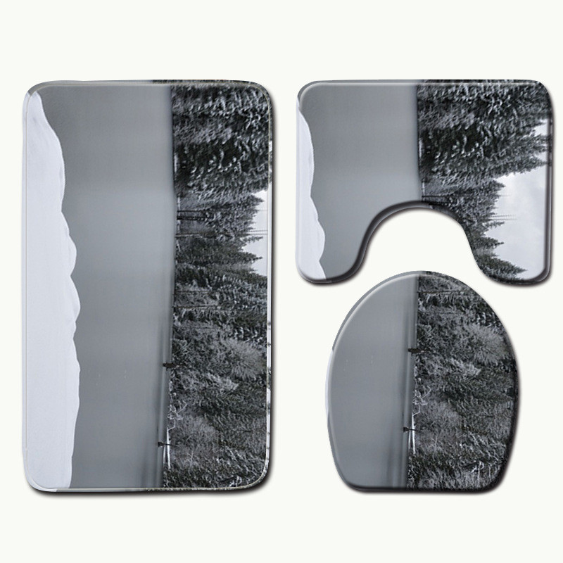 Zeegle 3PCS vannas istabas paklājiņu komplekts flaneļa grīdas paklāji spilvens vannas istabas paklājs tualetes sēdekļa pārklājs vannas paklāji pretslīdes vannas istabas paklājs