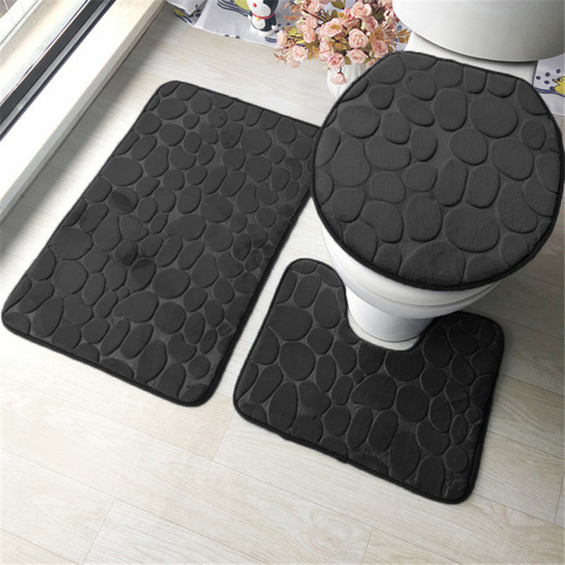 3kom/komplet Mekana neklizajuća kupaonska prostirka za kupanje, odijelo, upijajuća navlaka za WC školjku u obliku slova U, reljefna podloga za tuširanje, kupaonska prostirka za noge