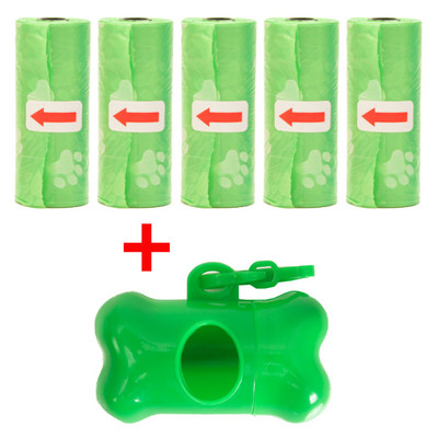 Vrećice za izmet kućnih ljubimaca Jednokratne vrećice za pseći izmet Vrećice za rasuti izmet s kopčom za povodac i dozatorom vrećice za kosti 5 rola (75kom) vrećica s otiscima šapa