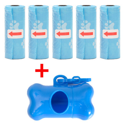 Vrećice za izmet kućnih ljubimaca Jednokratne vrećice za pseći izmet Vrećice za rasuti izmet s kopčom za povodac i dozatorom vrećice za kosti 5 rola (75kom) vrećica s otiscima šapa