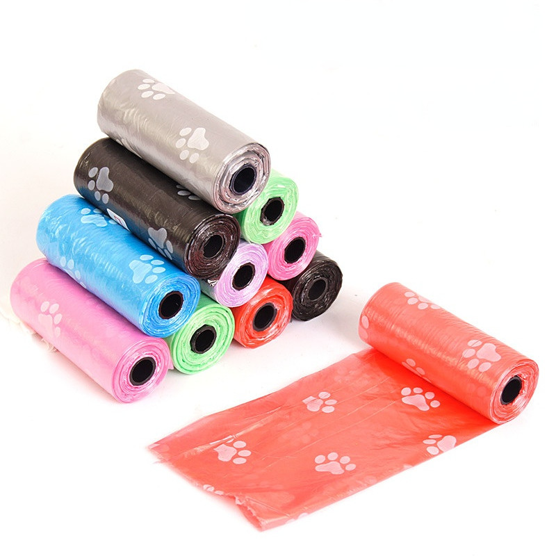 Vrećice za izmet kućnih ljubimaca Jednokratne vrećice za pseći izmet Vrećice za rasuti izmet s kopčom za povodac i dozatorom vrećice za kosti 5 rola (75kom) vrećica s otiscima šapa