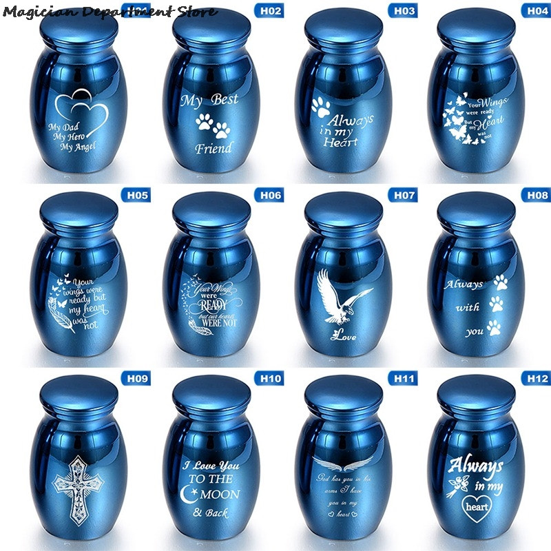 Blue Ashes Jar Love Pet Text Kutija za pohranu Cross Bird Dog Memorial Collection Kutija s poklopcem za psiće i mače