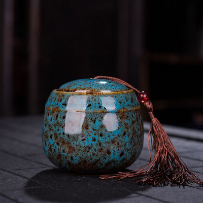 Krāsu keramikas tvertne piemiņas lolojumdzīvnieku urnas zīmoga pods Liels piemiņas zārks Porcelāna burka Cilvēka pelnu uzglabāšana Piemiņas apbedīšanas turētājs