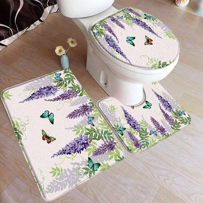 Purpurna orhideja Zen set prostirki za kupanje Bijela svijeća Crni kamen za masažu Azijski spa moderni tepih za vrata Dekoracija kućne kupaonice Podmetač za WC školjku