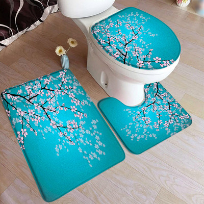 Purpurna orhideja Zen set prostirki za kupanje Bijela svijeća Crni kamen za masažu Azijski spa moderni tepih za vrata Dekoracija kućne kupaonice Podmetač za WC školjku