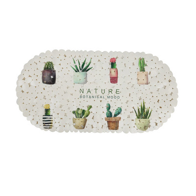 Protuklizne prostirke za kupanje Kaldrmisana ovalna podloga za tuš kabinu Masažna podloga za usisnu čašicu Biljni otisak Kada Tepih Kupaonska prostirka