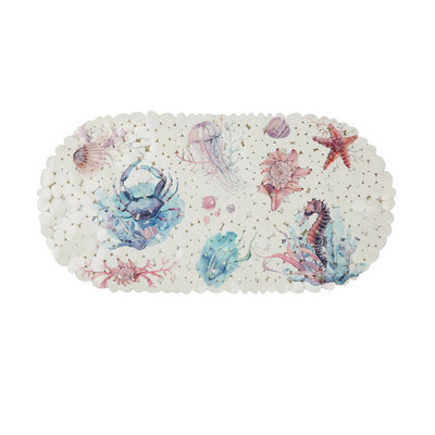 Protuklizne prostirke za kupanje Kaldrmisana ovalna podloga za tuš kabinu Masažna podloga za usisnu čašicu Biljni otisak Kada Tepih Kupaonska prostirka