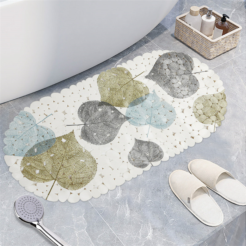 Protuklizne prostirke za kupanje Kaldrmisana ovalna podloga za tuš kabinu Masažna podloga za usisnu čašicu Biljni otisak Kada Tepih Kupaonska prostirka