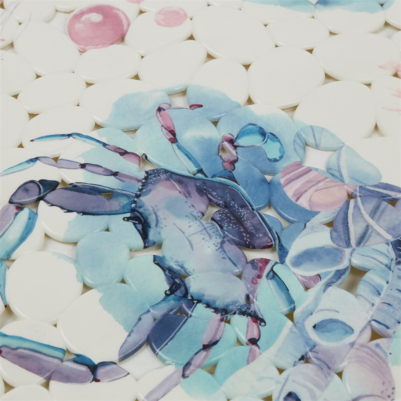 Protuklizne prostirke za kupanje Kaldrmisana ovalna podloga za tuš kabinu Masažna podloga za usisnu čašicu Biljni otisak Kada Tepih Kupaonska prostirka