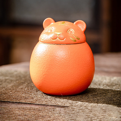 6 krāsu urna mājdzīvnieku pelniem Tīģera formas piemiņas kremācijas urnas – ar rokām darinātas melnas dekoratīvas urnas bērēm Kaķu urna Suņu urna