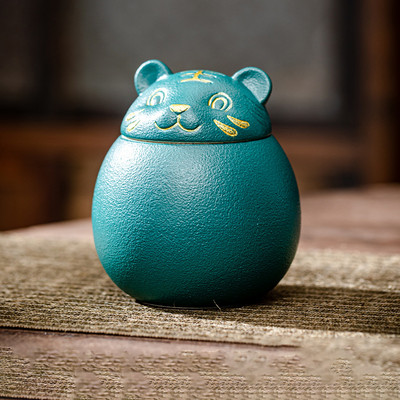 6 krāsu urna mājdzīvnieku pelniem Tīģera formas piemiņas kremācijas urnas – ar rokām darinātas melnas dekoratīvas urnas bērēm Kaķu urna Suņu urna