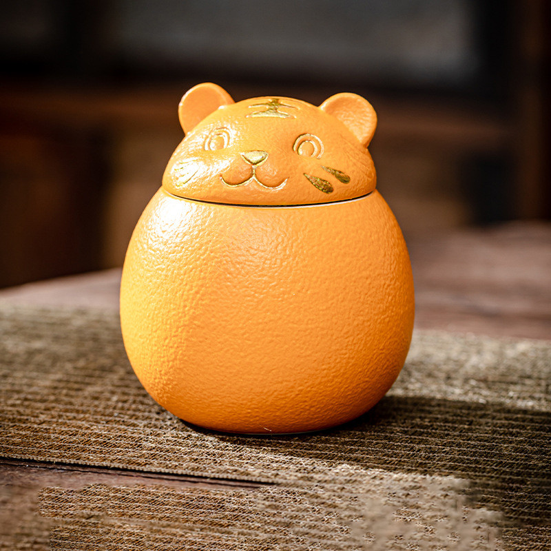 6 krāsu urna mājdzīvnieku pelniem Tīģera formas piemiņas kremācijas urnas – ar rokām darinātas melnas dekoratīvas urnas bērēm Kaķu urna Suņu urna