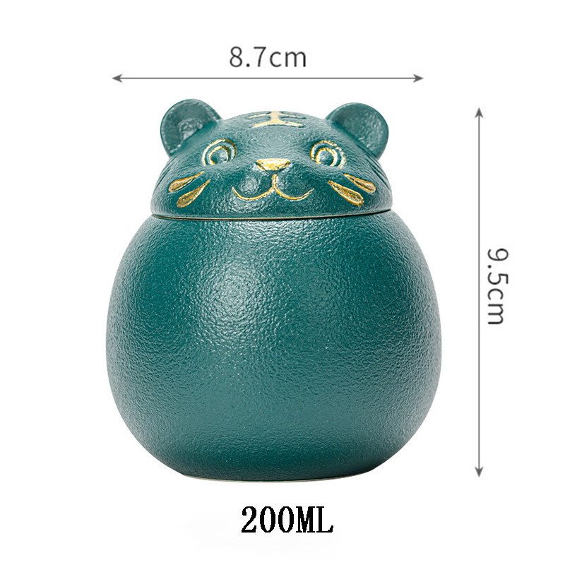 6 krāsu urna mājdzīvnieku pelniem Tīģera formas piemiņas kremācijas urnas – ar rokām darinātas melnas dekoratīvas urnas bērēm Kaķu urna Suņu urna