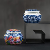 Mini mėlyna keraminė urna Mažos kremavimo urnos žmonių pelenams Gyvūnų laidotuvių karstas Miniatiūrinės memorialinės laidotuvių urnos dalijimasis pelenais