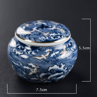 Mini mėlyna keraminė urna Mažos kremavimo urnos žmonių pelenams Gyvūnų laidotuvių karstas Miniatiūrinės memorialinės laidotuvių urnos dalijimasis pelenais