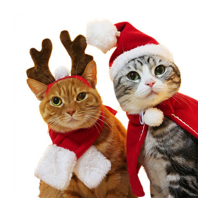 Karácsonyi sapka Halloween kisállat jelmez macska kutya kölyök jelmezek sál ajándék újév Mikulás téli cosplay Halloween kutya macska kellékek