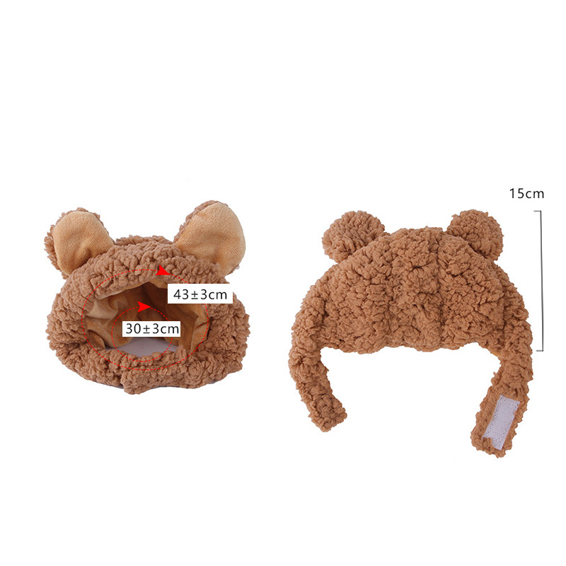 Naujas Pet Cat kepuraitė šunų galvos apdangalai Juokingi meškiuko ausys kepurė Šilta trumpa pliušinė ausytė naminių gyvūnėlių reikmenys vakarėliui Kalėdų cosplay mažo augintinio aksesuaras