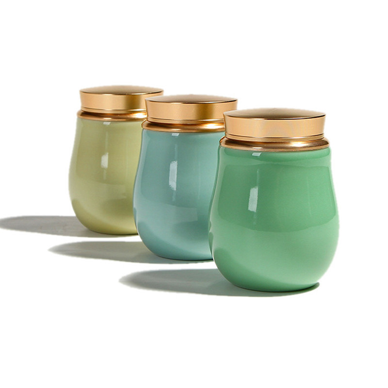 Urne za uspomenu na kremiranje za ljudski pepeo ili pepeo kućnih ljubimaca-keramička plava glazura-ukrasna urna-spomen pogrebna urna za dijeljenje pepela