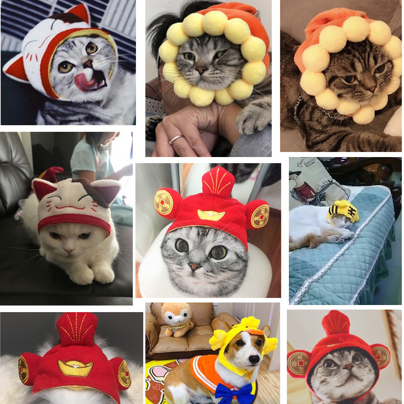 Naujas juokingas naminio šuns katės kepuraitės kostiumas šiltas triušio kepurė Naujųjų metų vakarėlis Kalėdų Cosplay Priedai Foto Rekvizitai Galvos apdangalai