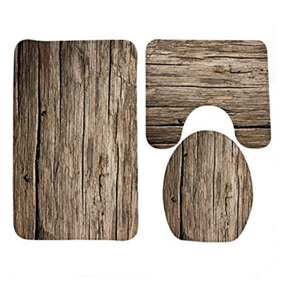 Bezmaksas piegāde 3 gab. Classc Banyo koka graudu vannas istabas paklāja tualete U tipa vannas paklājiņa komplekts Neslīdošs Tapis Salle De Bain Alfombra Bano