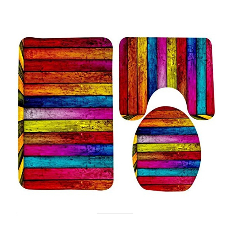 Bezmaksas piegāde 3 gab. Classc Banyo koka graudu vannas istabas paklāja tualete U tipa vannas paklājiņa komplekts Neslīdošs Tapis Salle De Bain Alfombra Bano