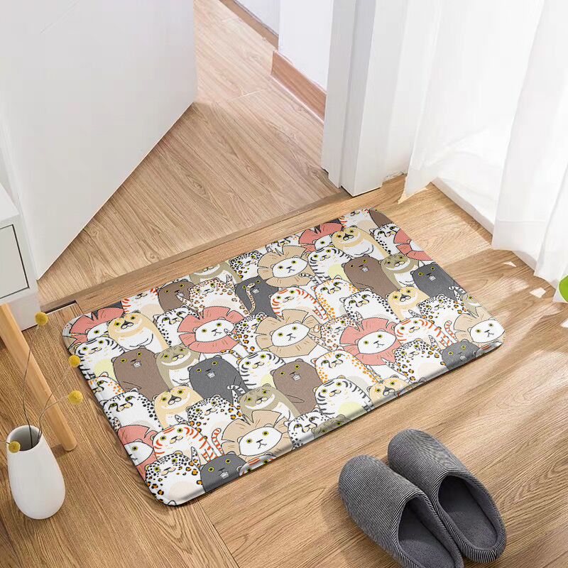 Mini dzīvnieku neslīdošs grīdas paklājiņš vannas istabai flaneļa paklājs bērnu istabai jauks karikatūras paklājiņš virtuve viesistaba absorbējošs kāju paklājiņš