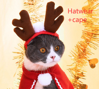 Smiješna mačja traka za kosu Štene Pas Mačka Pokrivala Odjeća Nova godina Pelerina za kućne ljubimce Pokrivala za glavu Plašt Božićna odjeća za kućne ljubimce
