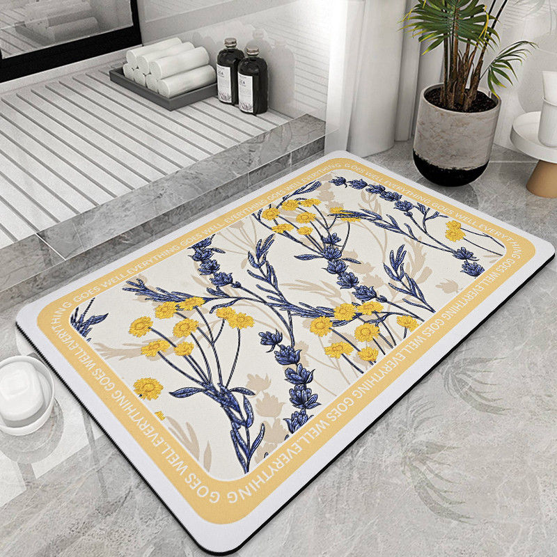 Neslīdošs rūtains vannas paklājiņš ūdeni absorbējošs vannas istabas paklājs vannas sānu grīdas paklājiņš mīksts tualetes paklājs, viegli tīrāms ieejas durvju paklājiņš