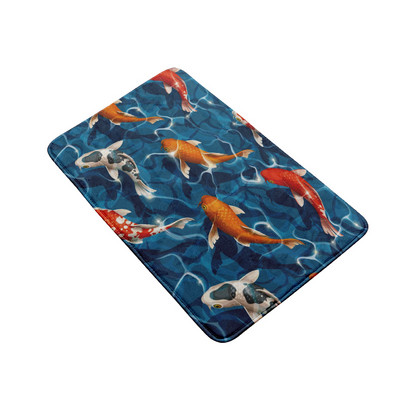 3D drukāšanas tualetes pārsegs vannas paklājiņa komplekts, flaneļa absorbējošs paklājs, pretslīdošs ieejas durvju paklājs Ziedu zivju māksla dušas dekorēšanas paklājs