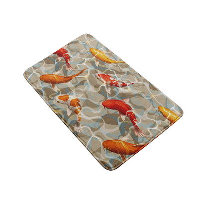 3D drukāšanas tualetes pārsegs vannas paklājiņa komplekts, flaneļa absorbējošs paklājs, pretslīdošs ieejas durvju paklājs Ziedu zivju māksla dušas dekorēšanas paklājs