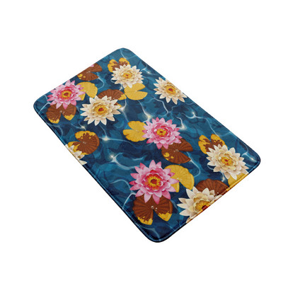 3D drukāšanas tualetes pārsegs vannas paklājiņa komplekts, flaneļa absorbējošs paklājs, pretslīdošs ieejas durvju paklājs Ziedu zivju māksla dušas dekorēšanas paklājs