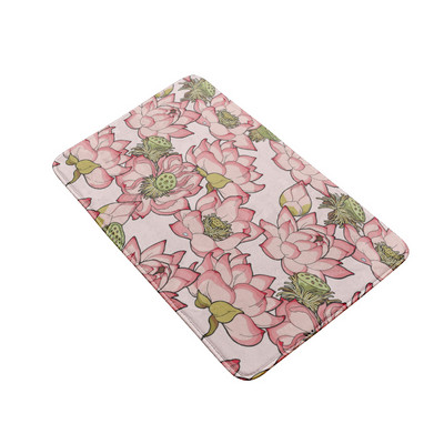 3D drukāšanas tualetes pārsegs vannas paklājiņa komplekts, flaneļa absorbējošs paklājs, pretslīdošs ieejas durvju paklājs Ziedu zivju māksla dušas dekorēšanas paklājs