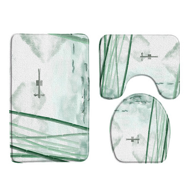3kom/Set Zen vrt Kupaonska prostirka Zeleni kamen bambus Cvijet Biljka List Vodeni krajolik Spa Kada WC Tepih Neklizajuće prostirke