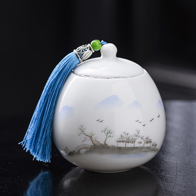 Porculanska urna za kućne ljubimce od bijelog žada Urna za mačku buldoga Urna za psa Urna od kosti izvrsna ručno oslikana urna Urna za kremiranje životinja