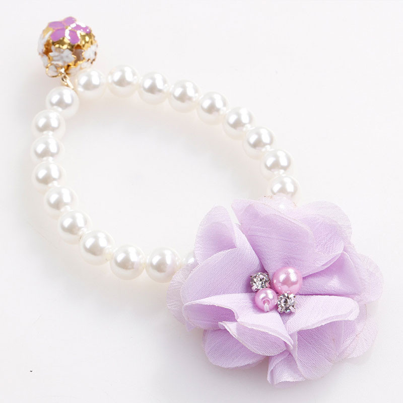 Ogrlica s mačkama u boji slatkiša Ogrlica s bisernim prstenom Dodaci za kućne ljubimce Cvjetni privjesak Ukrasi Mačići Kozmetički proizvodi Elastična ogrlica za pse